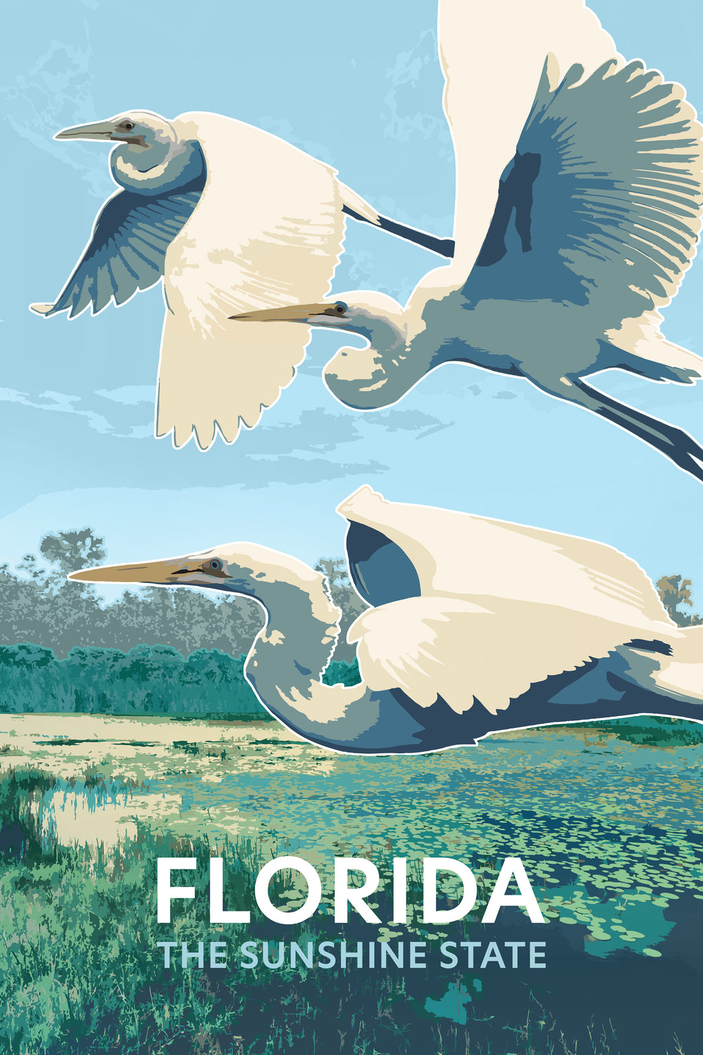 Flying Florida Egrets